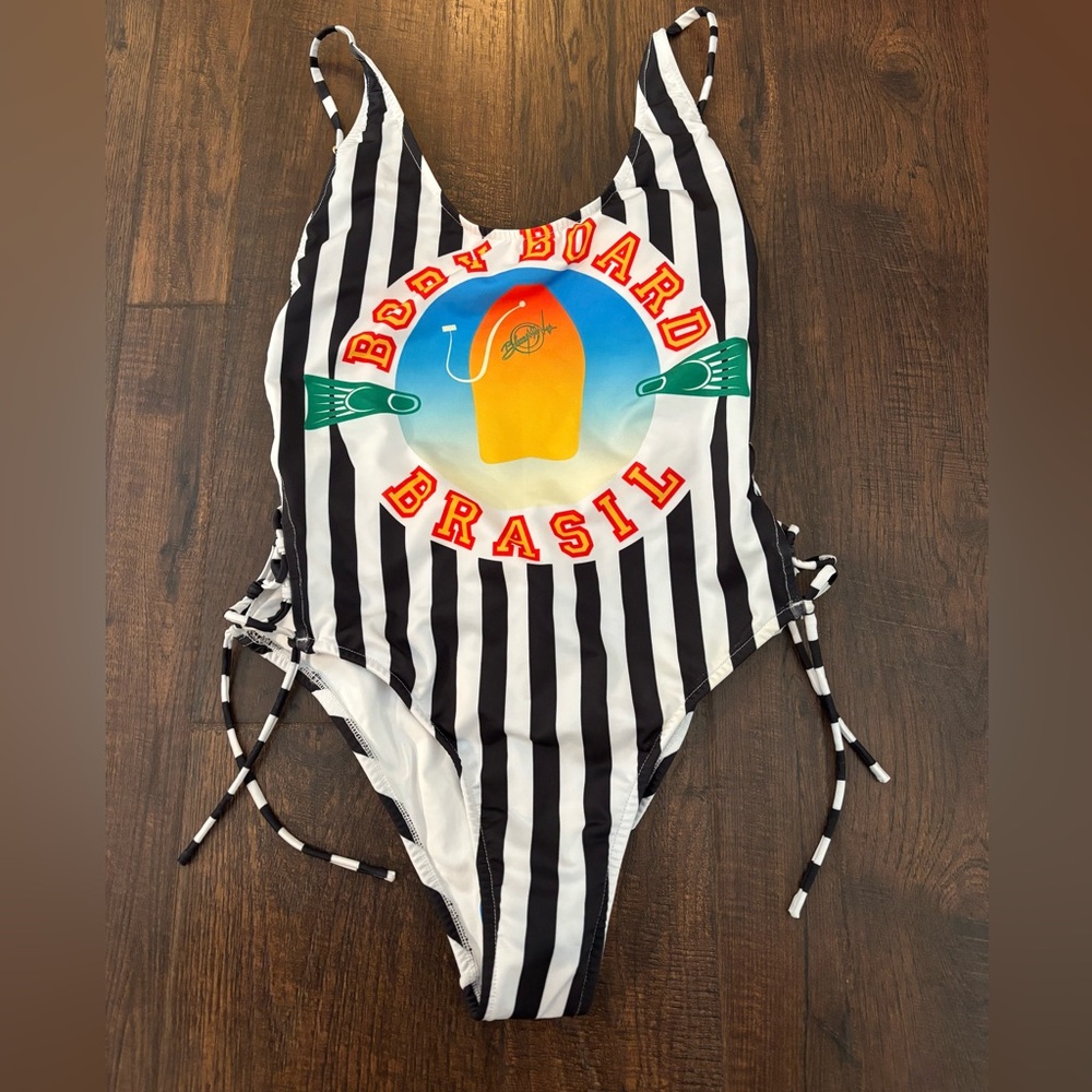 Black & White Striped One-Piece Swimsuit